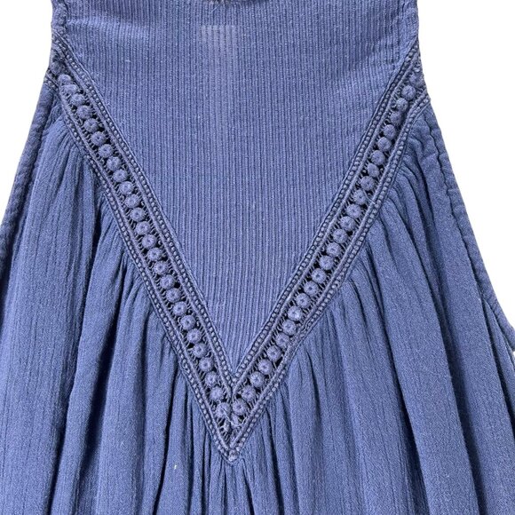 Volcom Sleeveless Blue Tunic Dress Crochet Keyhole Boho Small 10 Lined Gauzy - Picture 2 of 13